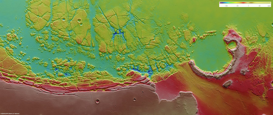 Kasei-Valles with altitude coding